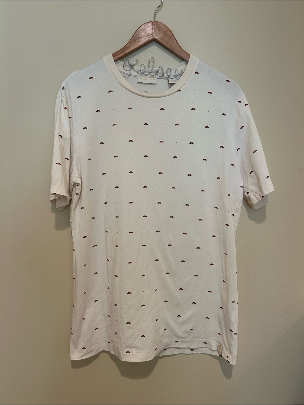 Scotch & Soda White Made in Amsterdam Mini Print Tee Shirt Men’s Size Medium